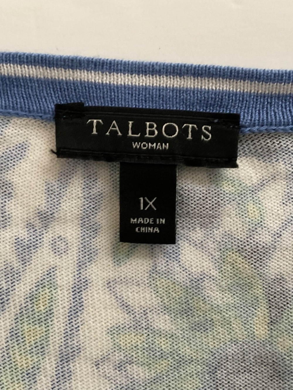 Talbots Paisley Floral Button Front Cardigan Sweater XL Blue Mature Coastal Chic - Picture 4 of 10